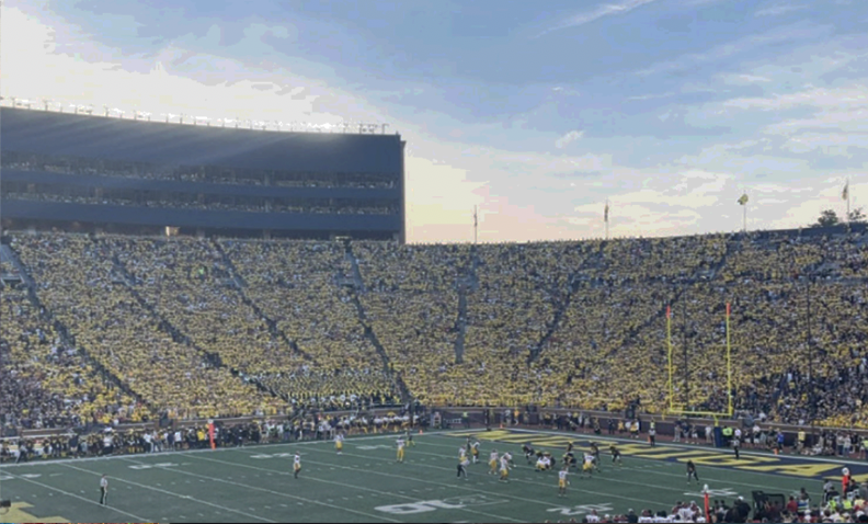 MICHIGAN STUDENT SECTION GETTING ROWDY deep in ther own territory