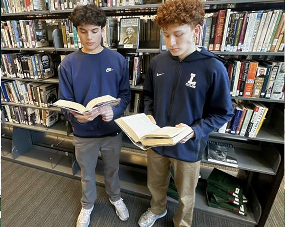 DYLAN WAIMRIN '26 & NOAH MORALES '27 STUDYING in Burns Library